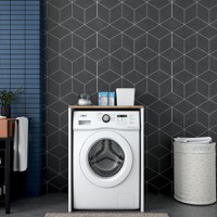 Dulap pentru masina de spalat, Hanah Home, pal melaminat, nuc si alb, 65x60x91.8 cm - 2