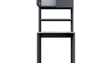 Dulap pentru masina de spalat, Hanah Home, pal melaminat, nuc si antracit, 65x60x183.6 cm
