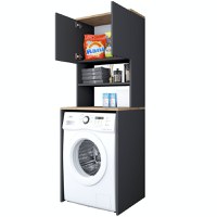 Dulap pentru masina de spalat, Hanah Home, pal melaminat, nuc si antracit, 65x60x183.6 cm - 3