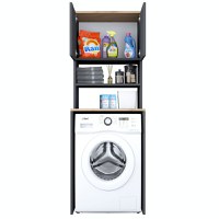 Dulap pentru masina de spalat, Hanah Home, pal melaminat, nuc si antracit, 65x60x183.6 cm - 5