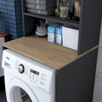 Dulap pentru masina de spalat, Hanah Home, pal melaminat, nuc si antracit, 65x60x183.6 cm - 6