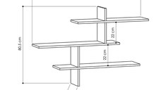 Etajera de perete, Hanah Home, pal melaminat, antracit, 123x80.5x22 cm
