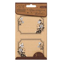 Etichete adezive decorative, model flori, bej, set 10 bucati, 9.2 x 7 cm - 3