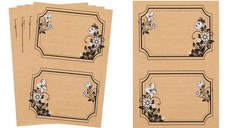 Etichete adezive decorative, model flori, bej, set 10 bucati, 9.2 x 7 cm