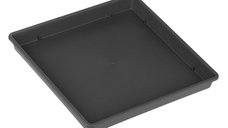 Farfurie ghiveci plastic, model patrata, culoare antracit, dimensiuni 29 x 29 x 3cm