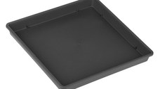 Farfurie ghiveci plastic, model patrata, culoare antracit, dimensiuni 29 x 29 x 3cm