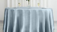 Fata de masa Kotonia Home - rotunda cu diametrul 240 cm, Damasc Saten DeLux, 100% bumbac, grey silver