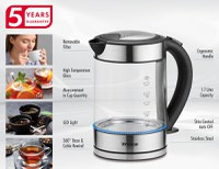 Fierbator electric din sticla Trisa Compact Boil 6456.6912, 1.7L , argintiu - 1