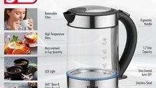 Fierbator electric din sticla Trisa Compact Boil 6456.6912, 1.7L , argintiu