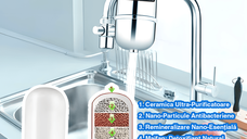 Filtru de Apa Robinet, 7 Nivele de Filtrare, Montare Usoara, Elimina Clorul, Mirosul Neplacut, Cartus Reutilizabil.