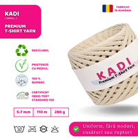 Fir panglica pentru crosetat tricotat si macrame, KaDi Small, 5-7 mm, 110 m, 100% bumbac, culoare Sahara - 3