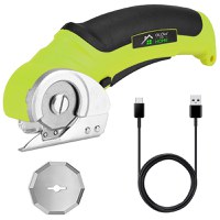 Foarfeca electrica universala pentru taiat carton, Piele,Plastic, Textil, GlowforHome, Lama rezerva, 2000mAh, Verde Lime - 1