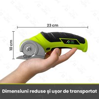 Foarfeca electrica universala pentru taiat carton, Piele,Plastic, Textil, GlowforHome, Lama rezerva, 2000mAh, Verde Lime - 6