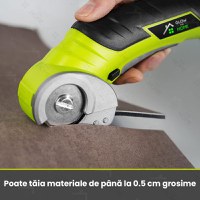 Foarfeca electrica universala pentru taiat carton, Piele,Plastic, Textil, GlowforHome, Lama rezerva, 2000mAh, Verde Lime - 2