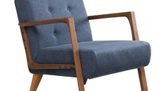 Fotoliu, Hanah Home, lemn de fag, albastru, 69x80x83 cm