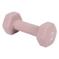 Gantera fitness liveup, 2 kg, culoare roz pudra, material neopren si fier - 1
