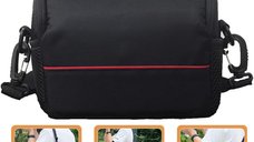 Geanta pentru umar REDQUIT , pentru camera foto DSLR, impermeabila, rezistenta la uzura, negru/rosu, 26 x 19 x 14 cm