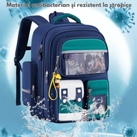 Ghiozdan Scoala, Ergonomic pentru copii - Ultra usor, Compartimente multiple, Rucsac Capacitate Mare, Protectie Spate - 6