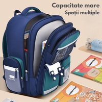 Ghiozdan Scoala, Ergonomic pentru copii - Ultra usor, Compartimente multiple, Rucsac Capacitate Mare, Protectie Spate - 8