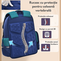 Ghiozdan Scoala, Ergonomic pentru copii - Ultra usor, Compartimente multiple, Rucsac Capacitate Mare, Protectie Spate - 1