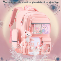 Ghiozdan Scoala, Ergonomic pentru copii - Ultra usor, Compartimente multiple, Rucsac Capacitate Mare, Protectie Spate - 5