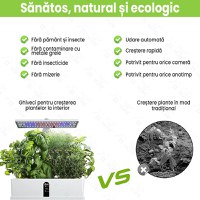 Ghiveci hidroponic cu lampa UV de crestere a plantelor la interior, 12 orificii plante, inaltime reglabila, 36W - 6
