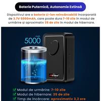GPS Tracker 4G ML500G cu Microfon, Localizare Live, Magnet Puternic, Baterie 5000mAh, IP67, Alerta Viteza/Zona - 4