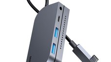 Hub multifunctional Baseus 6 in 1 USB-C, 2 x USB 3.0, HDMI 4K, cititor micro SD, PD 60 W, gri