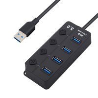Hub USB cu 4 porturi Techstar® HUBA0701, 1 x USB 3.0, 3 x USB 2.0, indicator LED pentru putere, comutator independent - 5