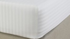 Husa elastica pentru pat Kotonia Home Damasc, dungi late 2.5 cm, 100% bumbac, Alb, 120x200+20 cm
