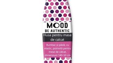 Husa masa de calcat, MOOD (BE AUTHENTIC) din bumbac si pasla, cu elastic, dimensiuni 140-50 cm, model alb cu buline roz