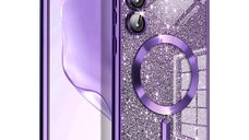 Husa Techsuit Luxury Glitter MagSafe pentru Samsung Galaxy S24 Ultra - Mov Intunecat