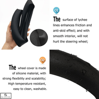 Husa Volan Silicon Universala Glixicom Negru Lavabila si Antialunecare Compatibilitate pentru Diametru intre 33 - 40 cm - 3