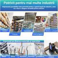 Imprimanta de mana portabila, potrivit pentru suprafete multiple, coduri de bare, dimensiuni inaltime imprimare 2-25.4mm - 8