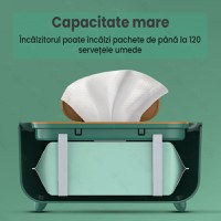 Incalzitor de servetele umede pentru bebelusi, cutie depozitare pachet servetele, incalzire uniforma, Afisaj digital,Alb - 5