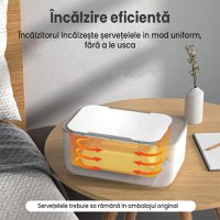 Incalzitor de servetele umede pentru bebelusi, cutie depozitare pachet servetele, incalzire uniforma, Afisaj digital,Alb - 8
