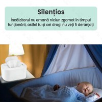 Incalzitor de servetele umede pentru bebelusi, cutie depozitare pachet servetele, incalzire uniforma, Afisaj digital,Alb - 3