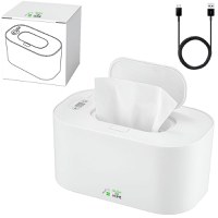 Incalzitor de servetele umede pentru bebelusi, cutie depozitare pachet servetele, incalzire uniforma, Afisaj digital,Alb - 1