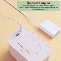 Incalzitor de servetele umede pentru bebelusi, cutie depozitare pachet servetele, incalzire uniforma, Afisaj digital,Alb - 2