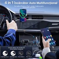 Incarcator Auto 4 in 1 Multifunctional, Incarcare Rapida, Incarcare Simultana, Auto-Reglabil, Design cu 2 Cabluri - 5