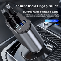 Incarcator Auto 4 in 1 Multifunctional, Incarcare Rapida, Incarcare Simultana, Auto-Reglabil, Design cu 2 Cabluri - 9