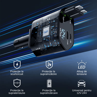 Incarcator Auto 4 in 1 Multifunctional, Incarcare Rapida, Incarcare Simultana, Auto-Reglabil, Design cu 2 Cabluri - 10