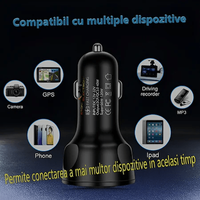 Incarcator Auto pana la 66W, 2 USB 3.0,2x USB 2.4A, Fast Charge, Multiple Protectii si cu LED albastru - 6