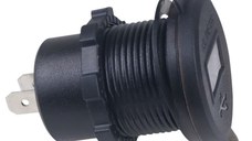 Incarcator Auto QC3.0 Dual USB Rezistent la Apa cu Voltmetru si Comutator, Adaptor de Incarcare Rapida 12/24V, Afisaj