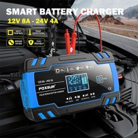 Incarcator Baterie Auto Cu Microprocesor Foxsur B0228-L, 12/24V, 4/8A, Display LCD, Functie De Reparare Cu Puls - 12