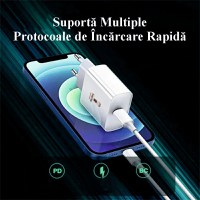 Incarcator FastCharge USB-C, 20W, inclus cablu Lightning 1m, compatibil cu iPhone 11, 12, 13, 14 Pro/ProMax - 5