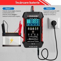 Incarcator inteligent pentru baterii auto Konnwei RC-10, 12V/24V, 5A/10A, Afisaj LCD, Functie Puls Reparare - 8