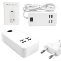 Incarcator USB 15W 3A cu cablu MRG L342, USB, 4 porturi, Alb - 2