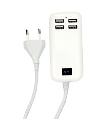 Incarcator USB 15W 3A cu cablu MRG L342, USB, 4 porturi, Alb - 1