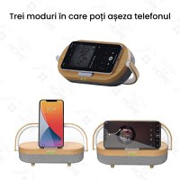 Incarcator wireless 4 in 1, GlowforHome, Qi 10W, Boxa bluetooth,multifunctionala, compatibil IOS si Android, maro - 10
